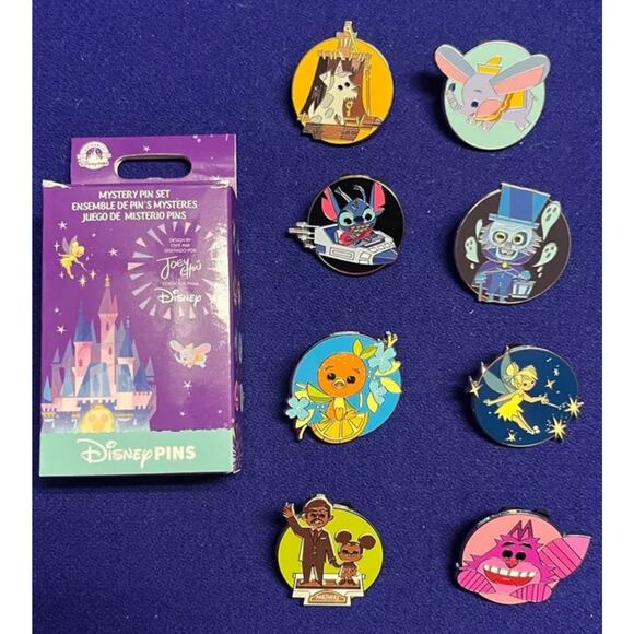 Disney Parks Joey Chou Mystery Complete Pin Set Of 8 2024 Artist Release NEW